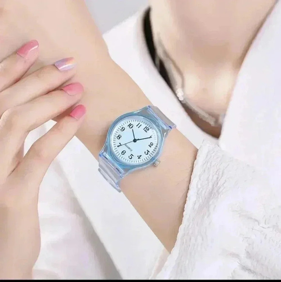 Round Easy Read Watch Simple Transparent Strap Electronic Watch Trendy ..NWT - Picture 2 of 4